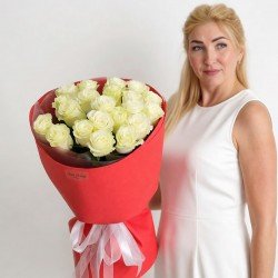 «21 белая роза 55 см»