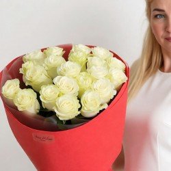 «21 белая роза 55 см»